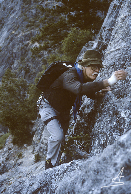 Allen Steck starting up Sentinel Rock at age 75